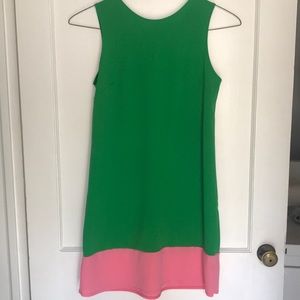 Emerald green and light pink sleeveless dress